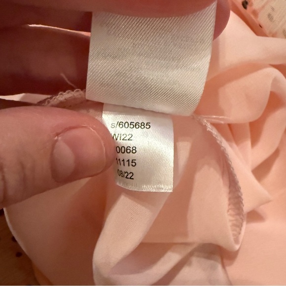 Loft Petite Pink Daisey Ruffle Tie Neck Long Sleeve Blouse Sz SP - Picture 9 of 11